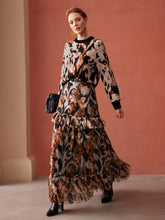 MOTF PREMIUM ALLOVER PRINT RUFFLE HEM MAXI SKIRT